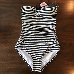 Striped bandeau Boden one piece swimsuit
